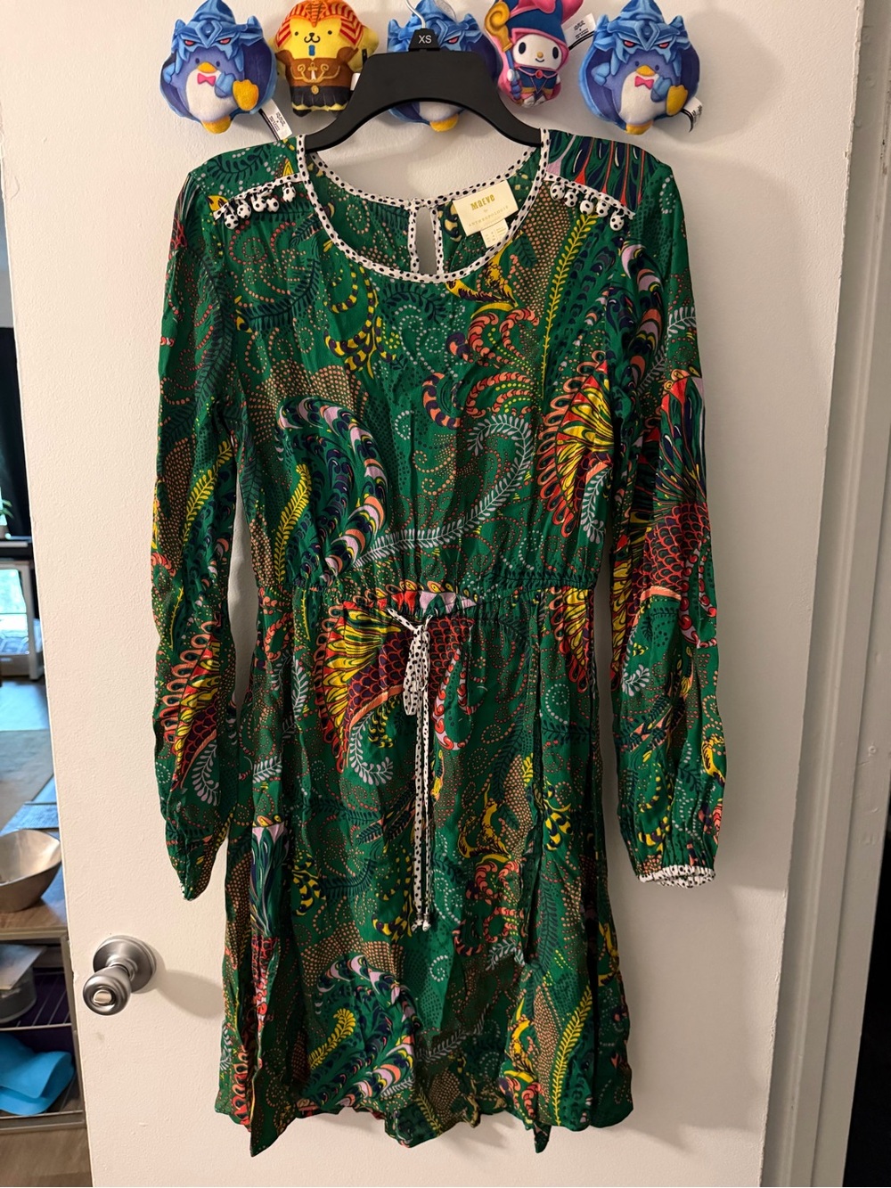 Maeve by Anthropologie Green Multi-Color Paisley Long-Sleeve Dress